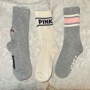 🩷VICTORIAS SECRET PINK 3 PACK CREW SOCKS *NEW*🩷